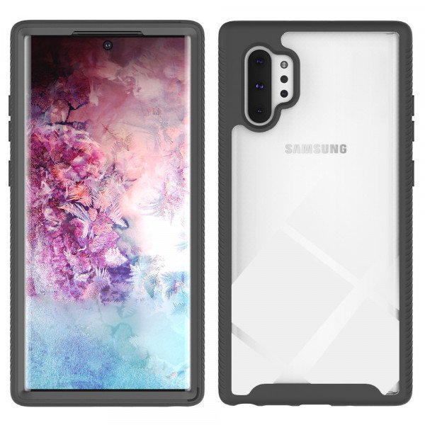 Wholesale Galaxy Note 10+ (Plus) Clear Dual Defense Hybrid Case (Black)